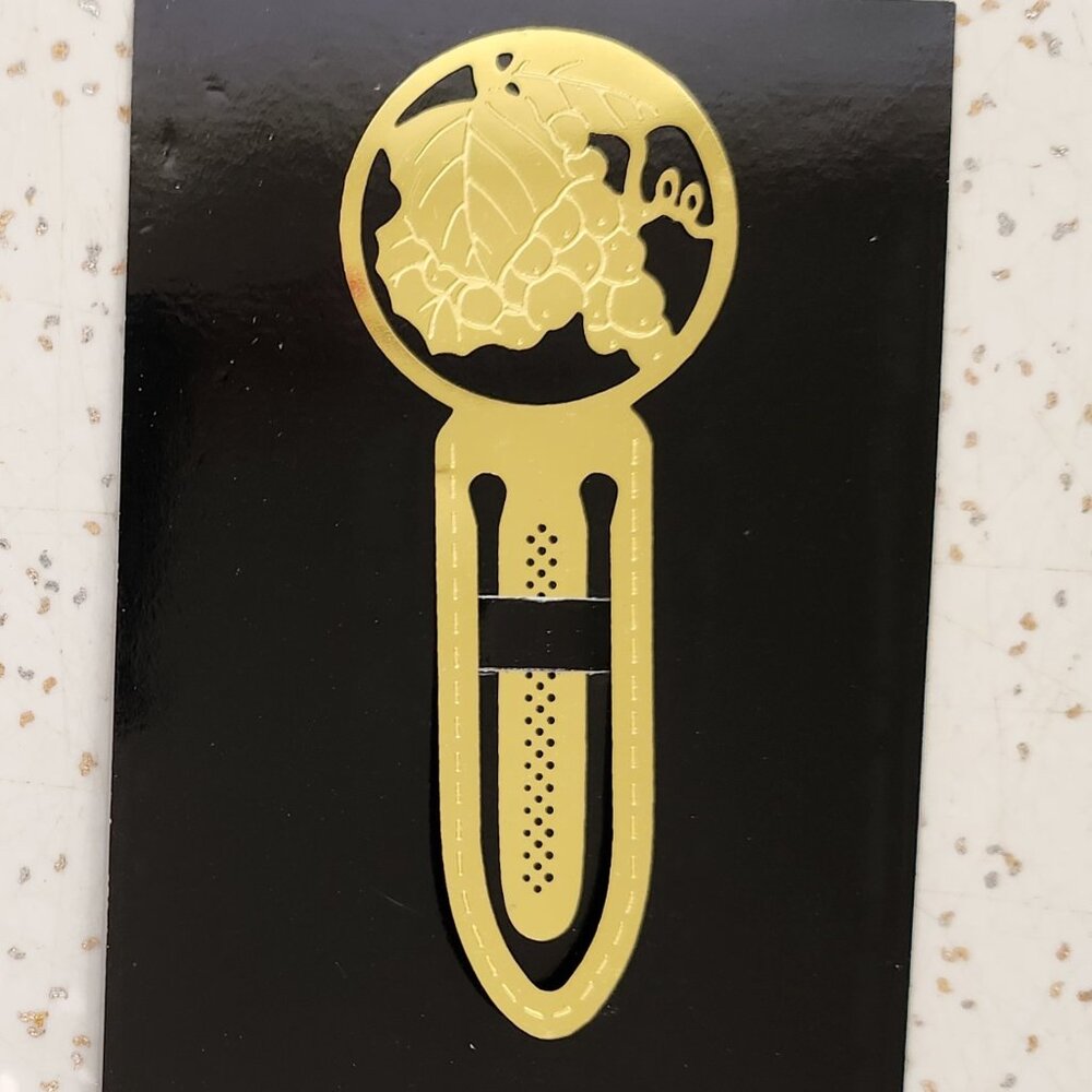 *Free With Purchase* Vintage Grape themed Golden Brass Colored Bookmark